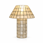 Pearl Mosaic Table Lamp in Iridescent Shell and Metal
