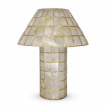 Pearl Mosaic Table Lamp in Iridescent Shell and Metal