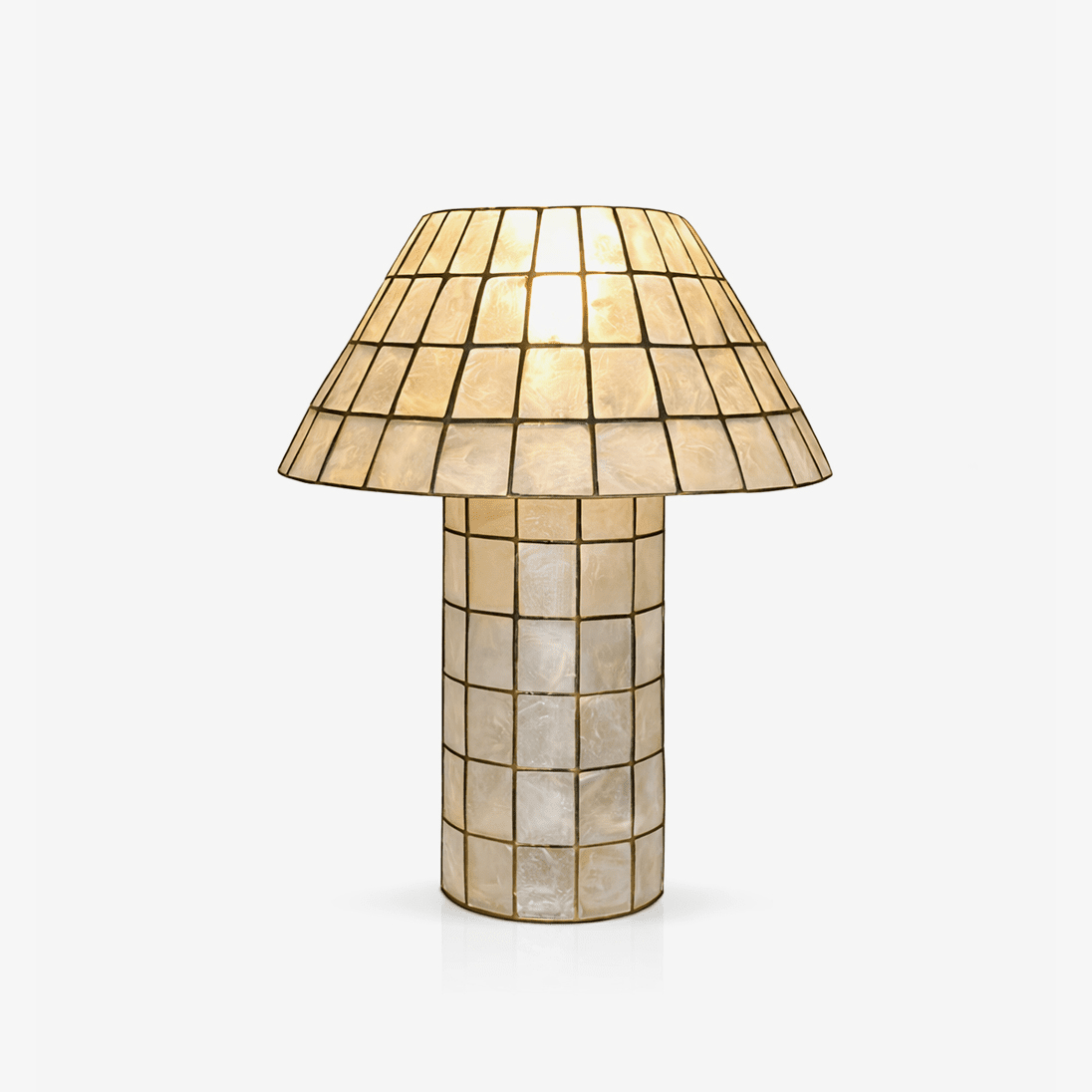 Pearl Mosaic Table Lamp in Iridescent Shell and Metal