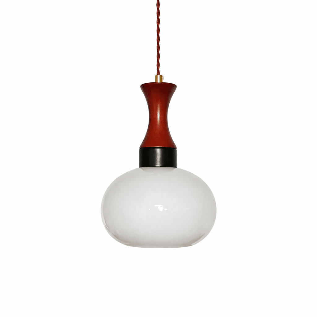 Liora Glass Pendant Light – Amber Glass & Walnut Wood