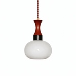 Liora Glass Pendant Light – Amber Glass & Walnut Wood