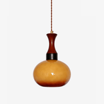 Liora Glass Pendant Light – Amber Glass & Walnut Wood
