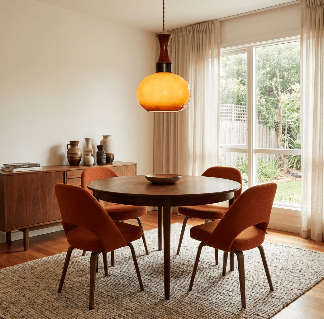 Liora Glass Pendant Light – Amber Glass & Walnut Wood