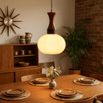 Liora Glass Pendant Light – Amber Glass & Walnut Wood