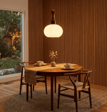 Liora Glass Pendant Light – Amber Glass & Walnut Wood