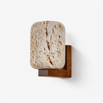 Edenstone Travertine Wall Sconce with Walnut Wood Accent
