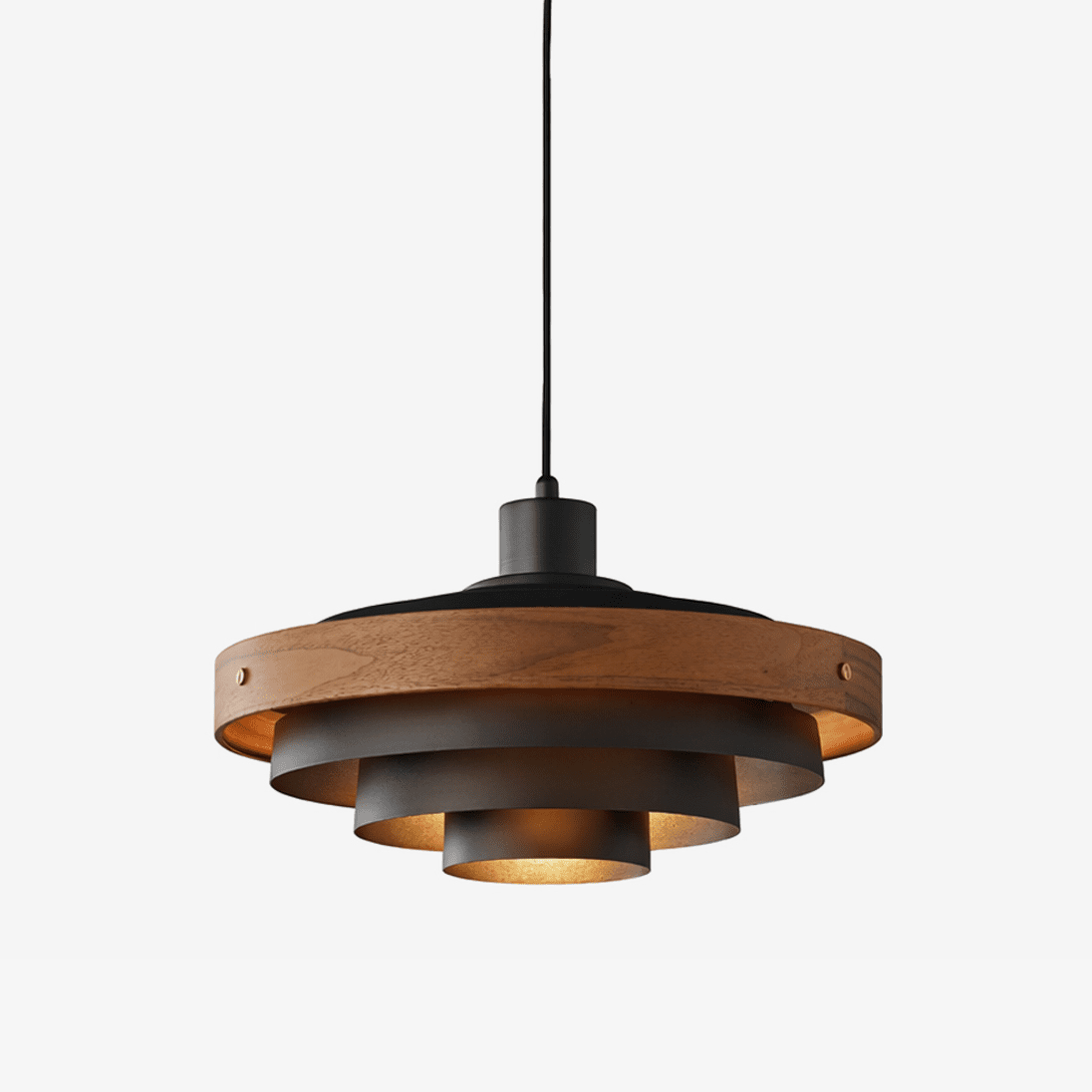 Elric Layered Metal & Wood Pendant Light for Modern Interiors