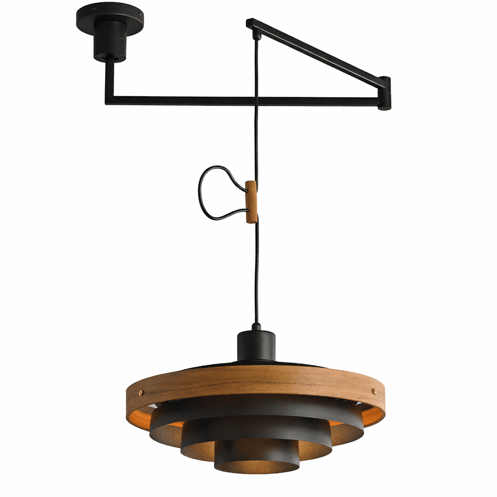 Elric Layered Metal & Wood Pendant Light for Modern Interiors