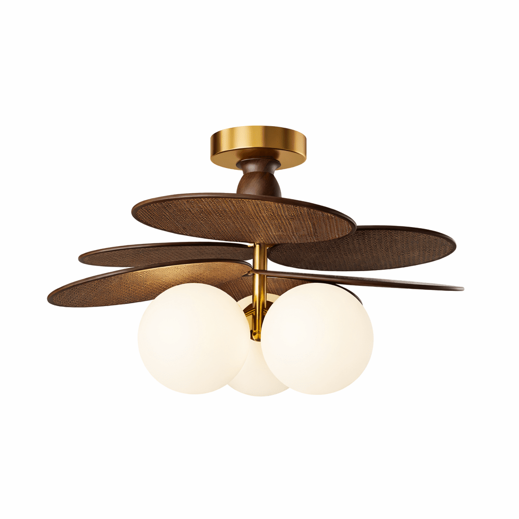 Averis Semi Flush Ceiling Light in Raffia and Glass for Modern Interiors