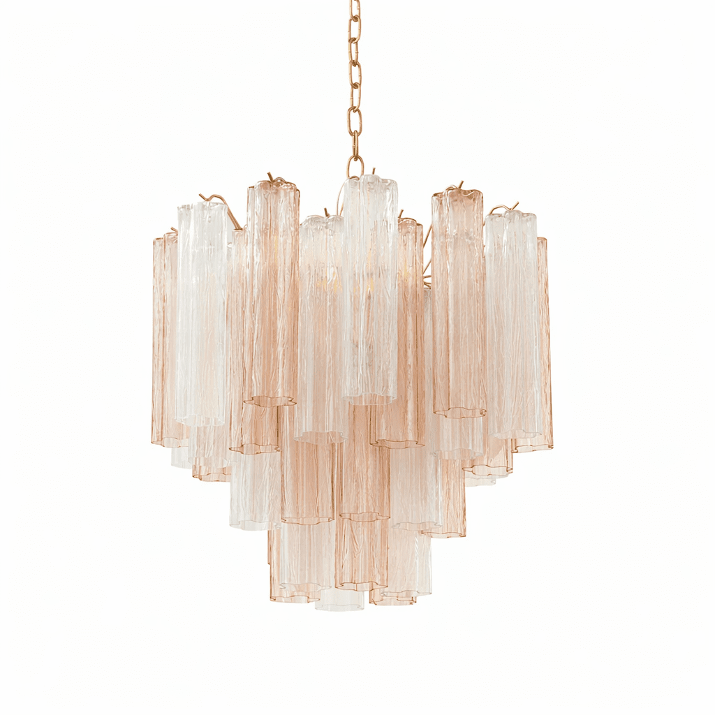 Art Deco Murano Glass Tube Chandelier in Nickel for Dining Room and Bedroom