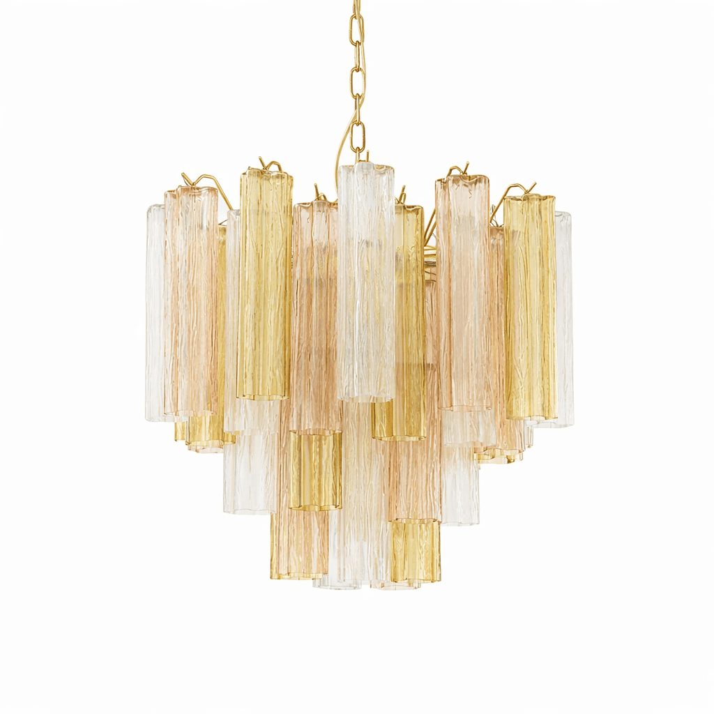Art Deco Murano Glass Tube Chandelier in Nickel for Dining Room and Bedroom