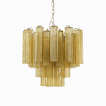 Art Deco Murano Glass Tube Chandelier in Nickel for Dining Room and Bedroom