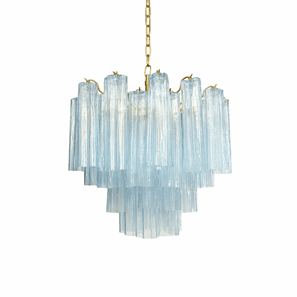 Art Deco Murano Glass Tube Chandelier in Nickel for Dining Room and Bedroom