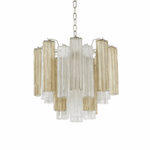 Art Deco Murano Glass Tube Chandelier in Nickel for Dining Room and Bedroom