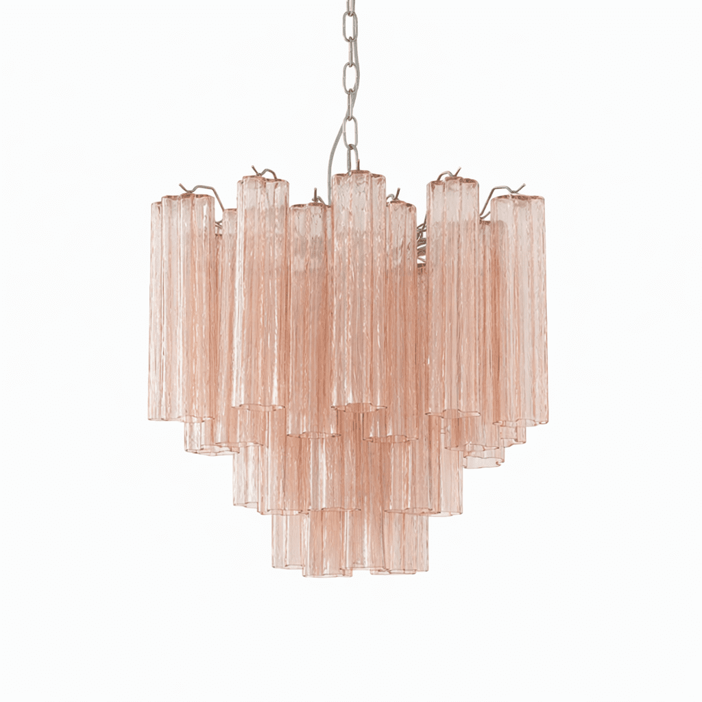 Art Deco Murano Glass Tube Chandelier in Nickel for Dining Room and Bedroom