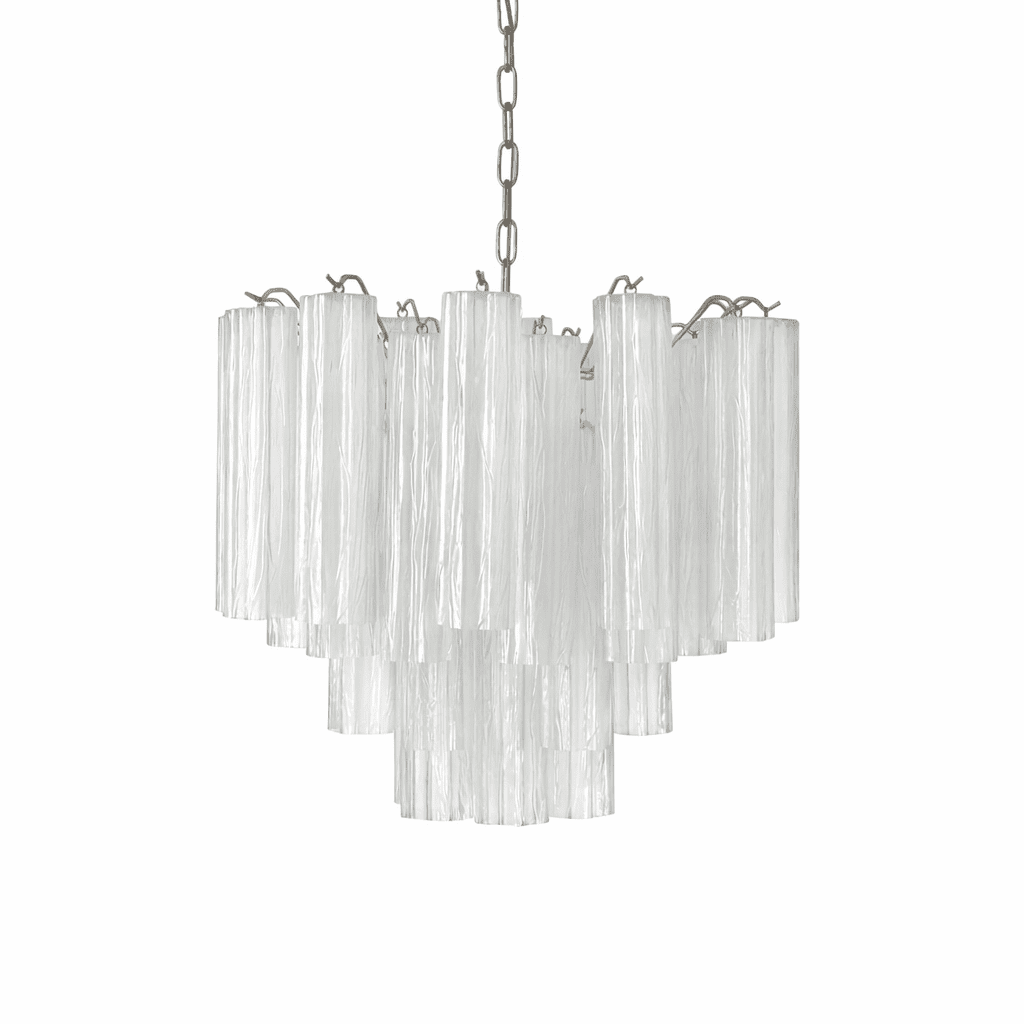 Art Deco Murano Glass Tube Chandelier in Nickel for Dining Room and Bedroom