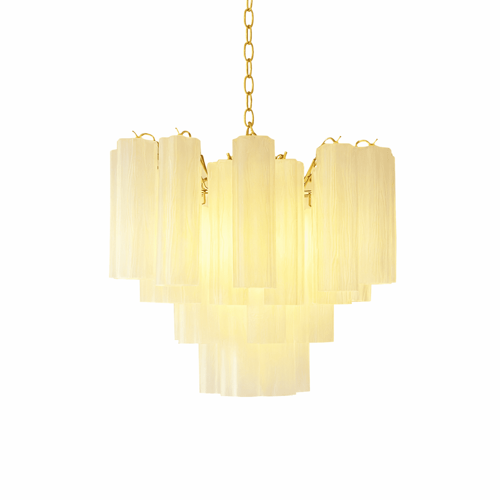 Art Deco Murano Glass Tube Chandelier in Nickel for Dining Room and Bedroom