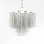 Art Deco Murano Glass Tube Chandelier in Nickel for Dining Room and Bedroom