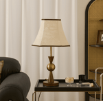 Elowen Bloom Embroidered Table Lamp with Walnut Base