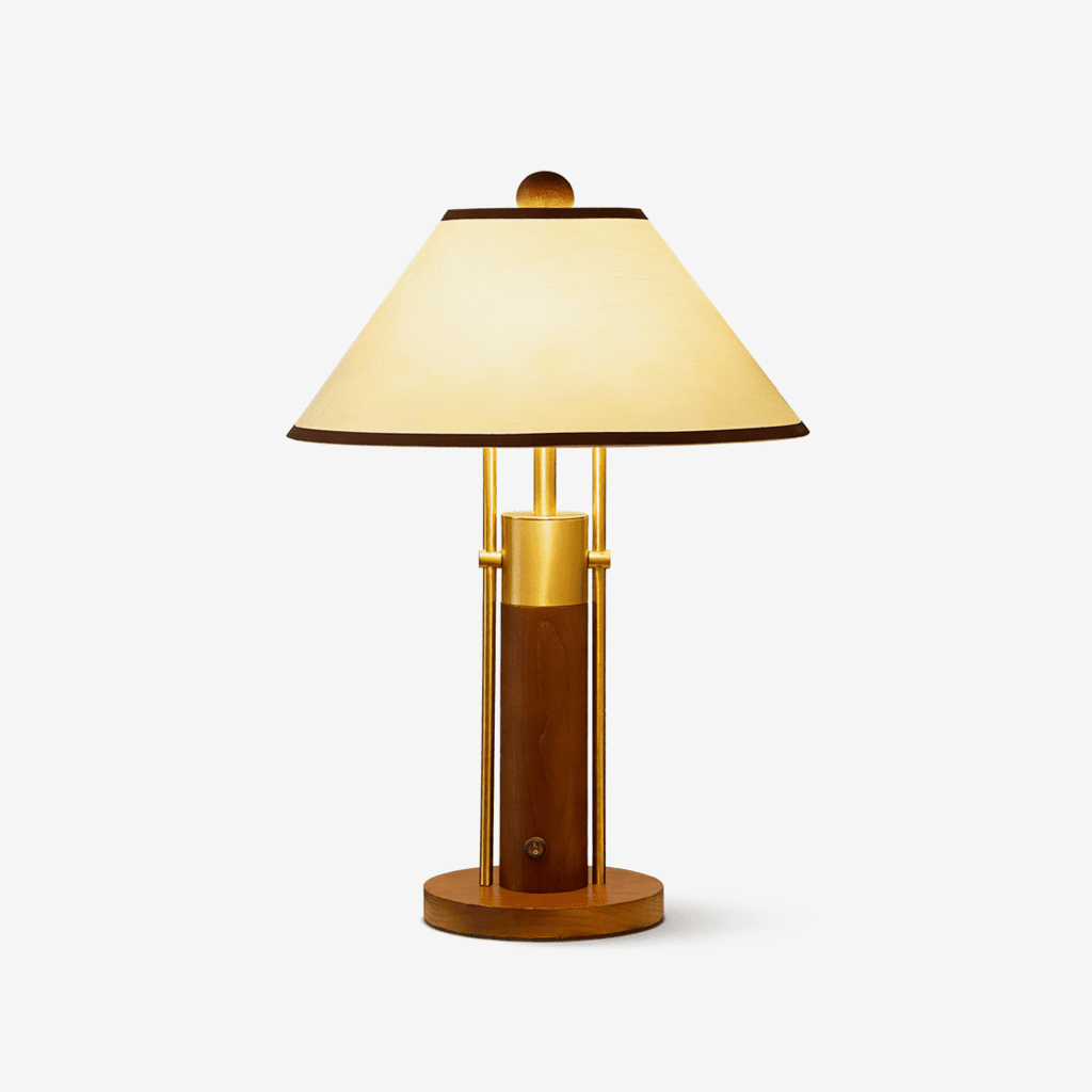 Harrington Table Lamp – Modern Walnut Wood & Brass Accent Lamp