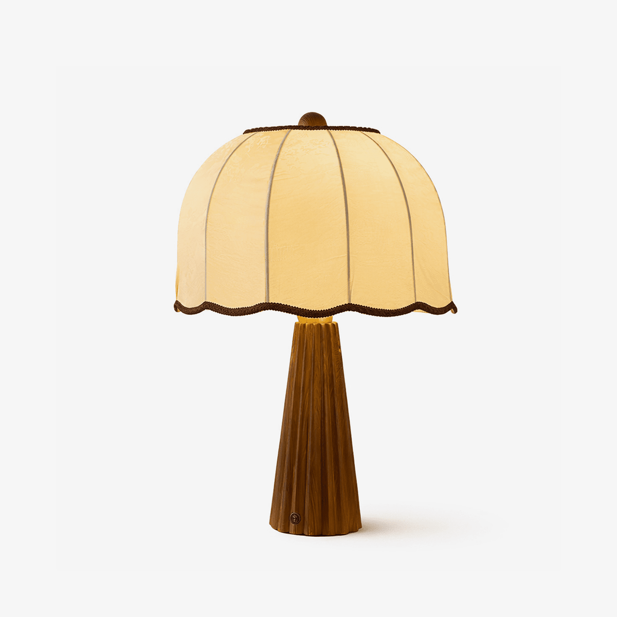 Bellina Table Lamp with Scalloped Fabric Shade and Walnut Wood Base