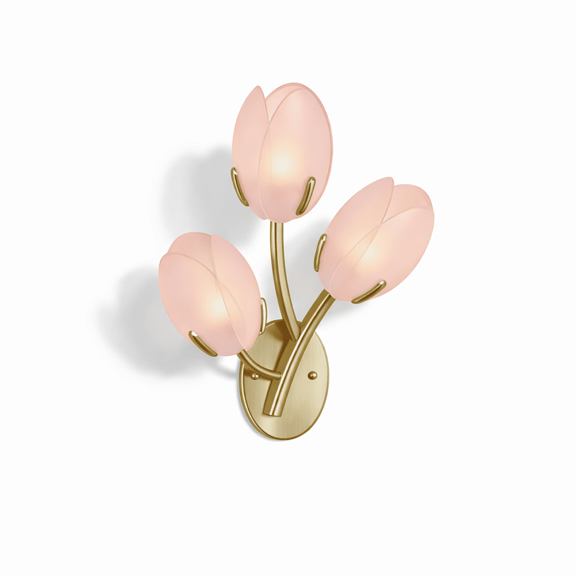 Tulyn Bloom Wall Sconce in Blush Pink Glass and Gold Metal