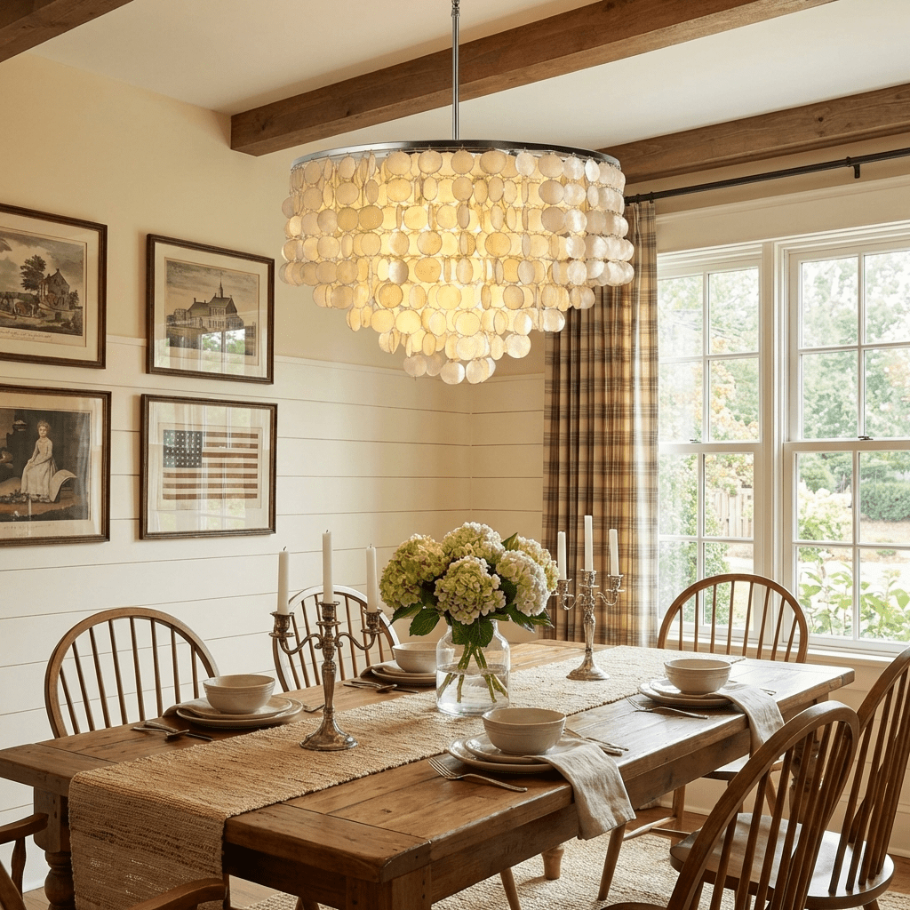 Oceana Shell Chandelier — Natural Shell Pendant Light for Coastal Interiors