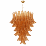 Amber Leaf Cascade Chandelier — Modern Art Glass Pendant for Dining Room