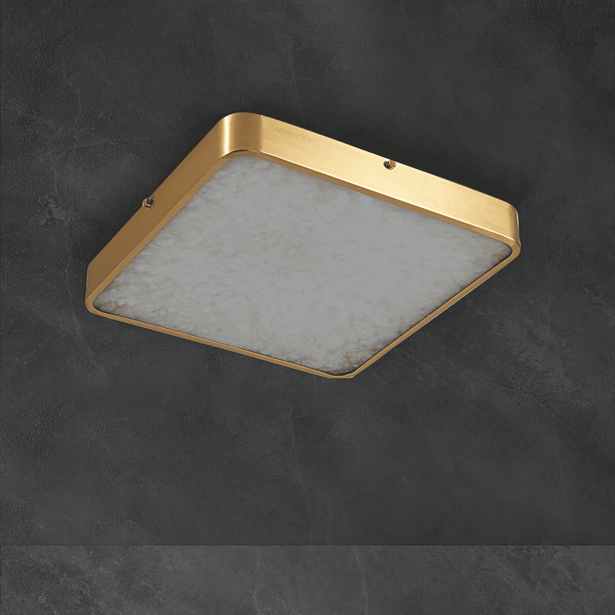 Calista Alabaster Ceiling Light in Brass | Modern Flush Mount LED
