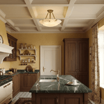 Calyra Semi-Flush Alabaster Ceiling Light in Antique Brass