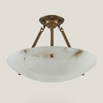 Calyra Semi-Flush Alabaster Ceiling Light in Antique Brass