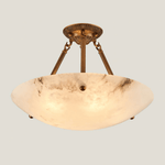 Calyra Semi-Flush Alabaster Ceiling Light in Antique Brass