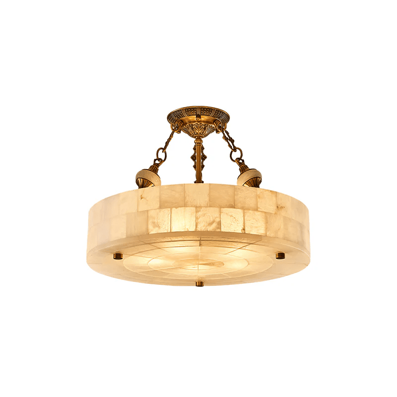 Lumisora Alabaster Ceiling Lamp – Sculptural Brass & Natural Stone Chandelier