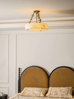 Lumisora Alabaster Ceiling Lamp – Sculptural Brass & Natural Stone Chandelier