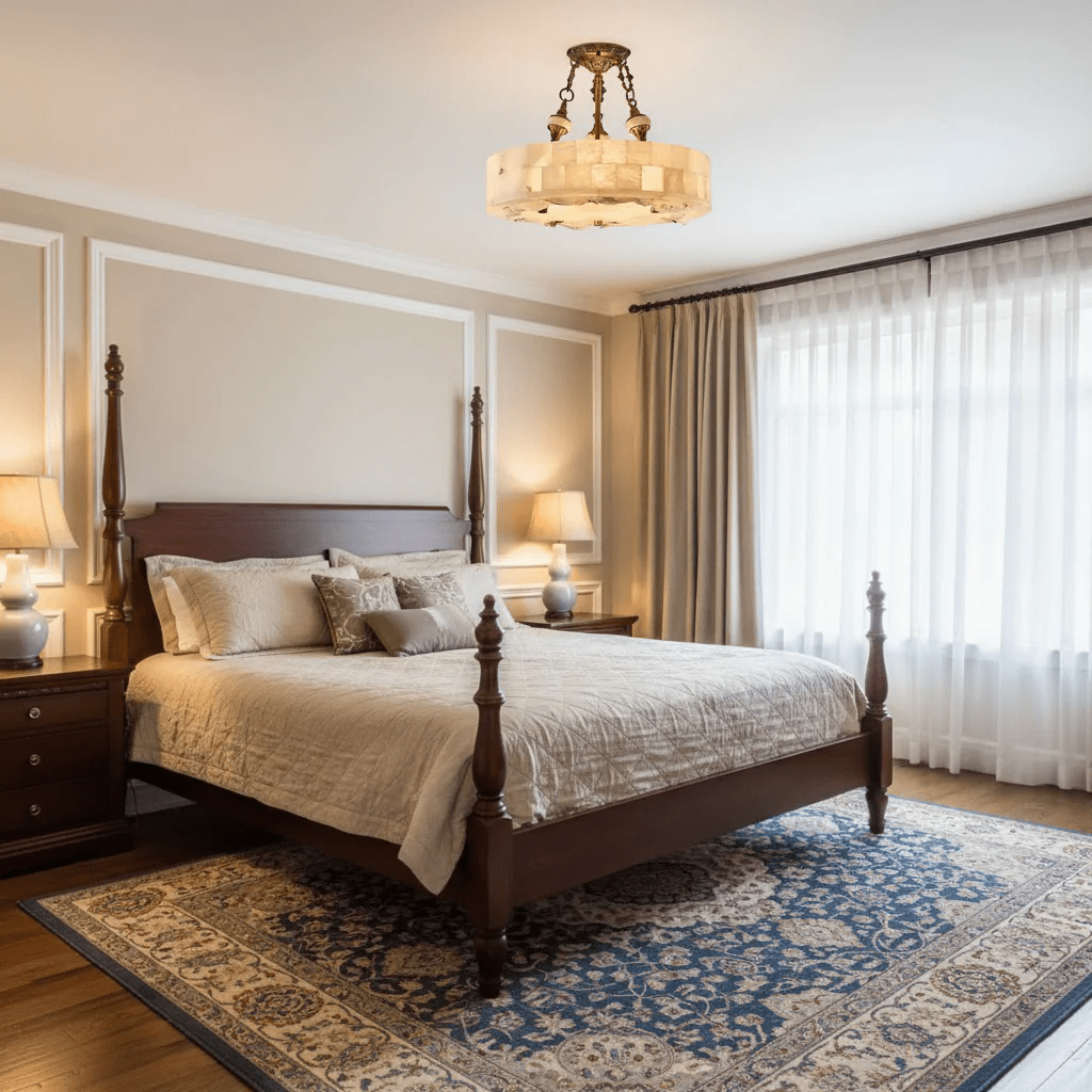 Aurevia Alabaster Chandelier in Antique Brass | Modern Luxury Ceiling Light