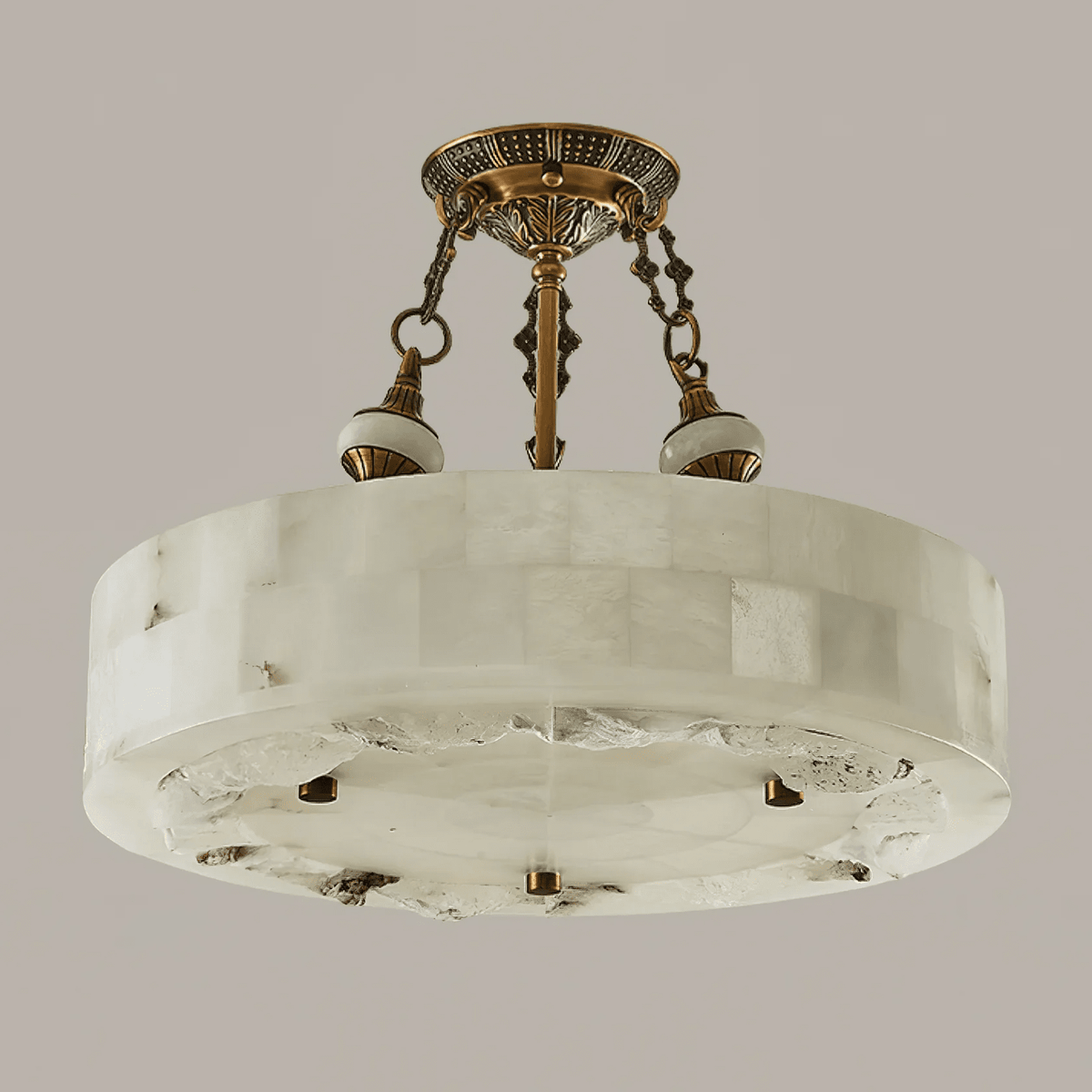 Aurevia Alabaster Chandelier in Antique Brass | Modern Luxury Ceiling Light