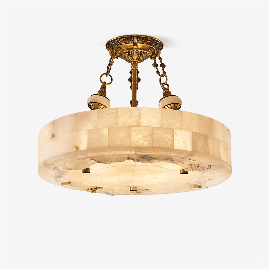 Aurevia Alabaster Chandelier in Antique Brass | Modern Luxury Ceiling Light