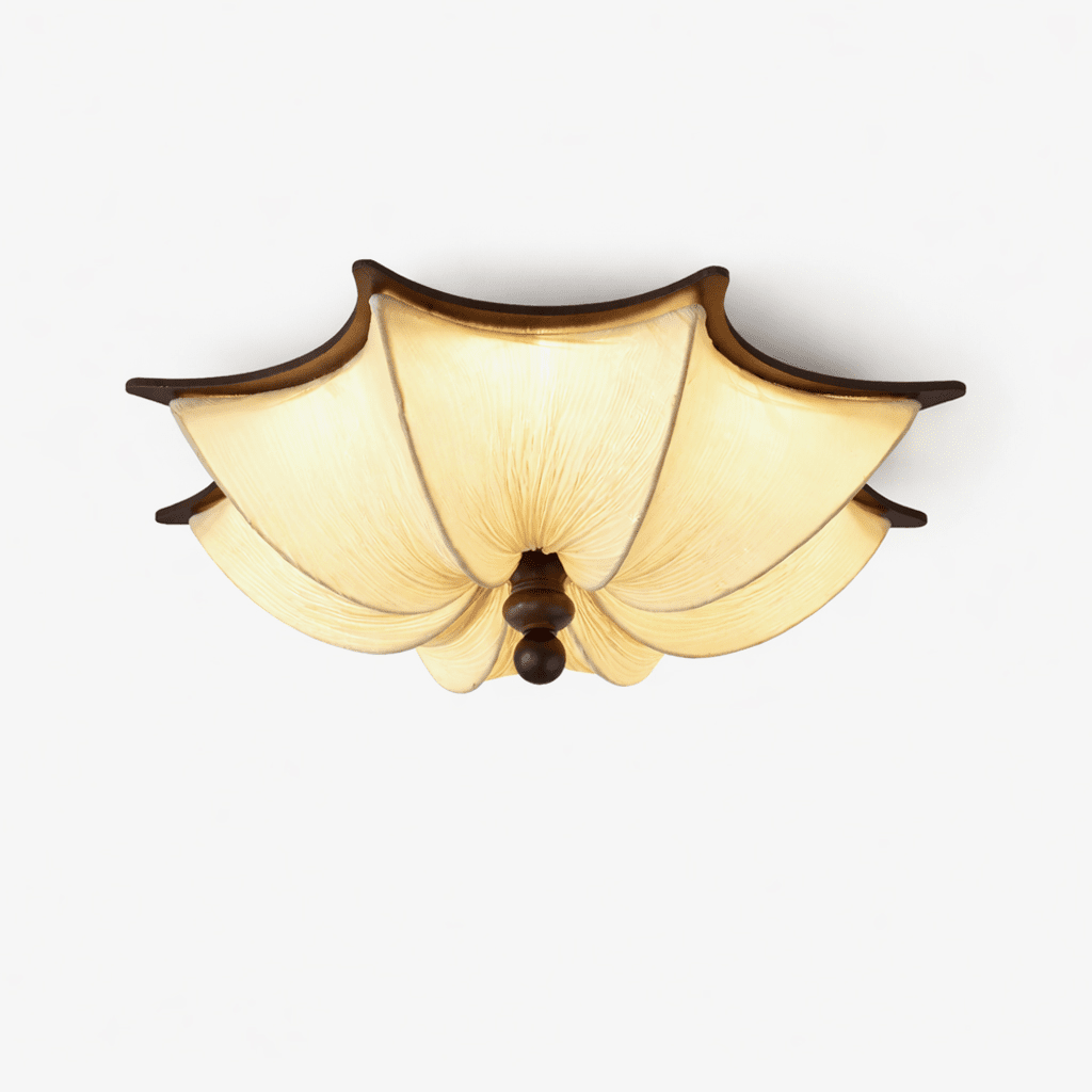Liorin Fabric Ceiling Light – Modern Wood & Fabric Flush Mount