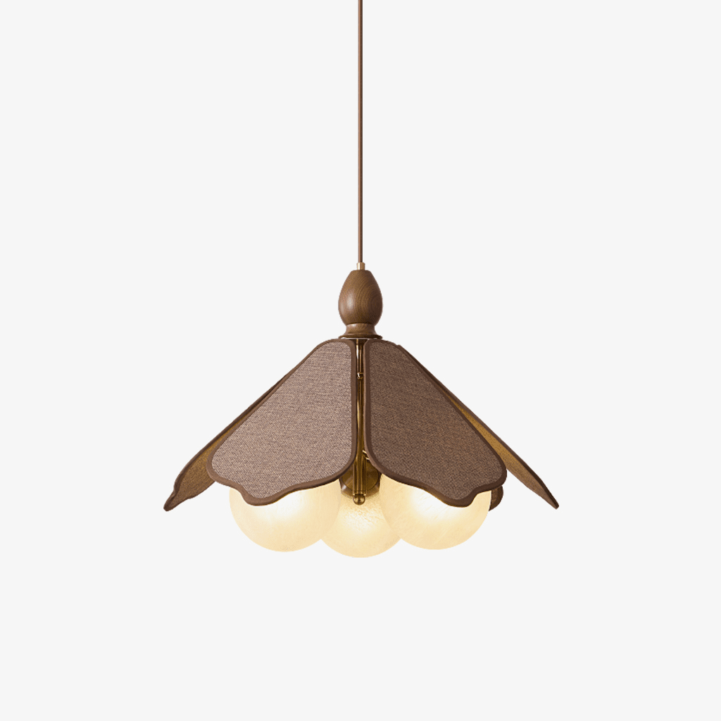Ravia Pendant Light in Raffia, Glass, and Wood – Modern Organic Chandelier for Dining and Living Spaces