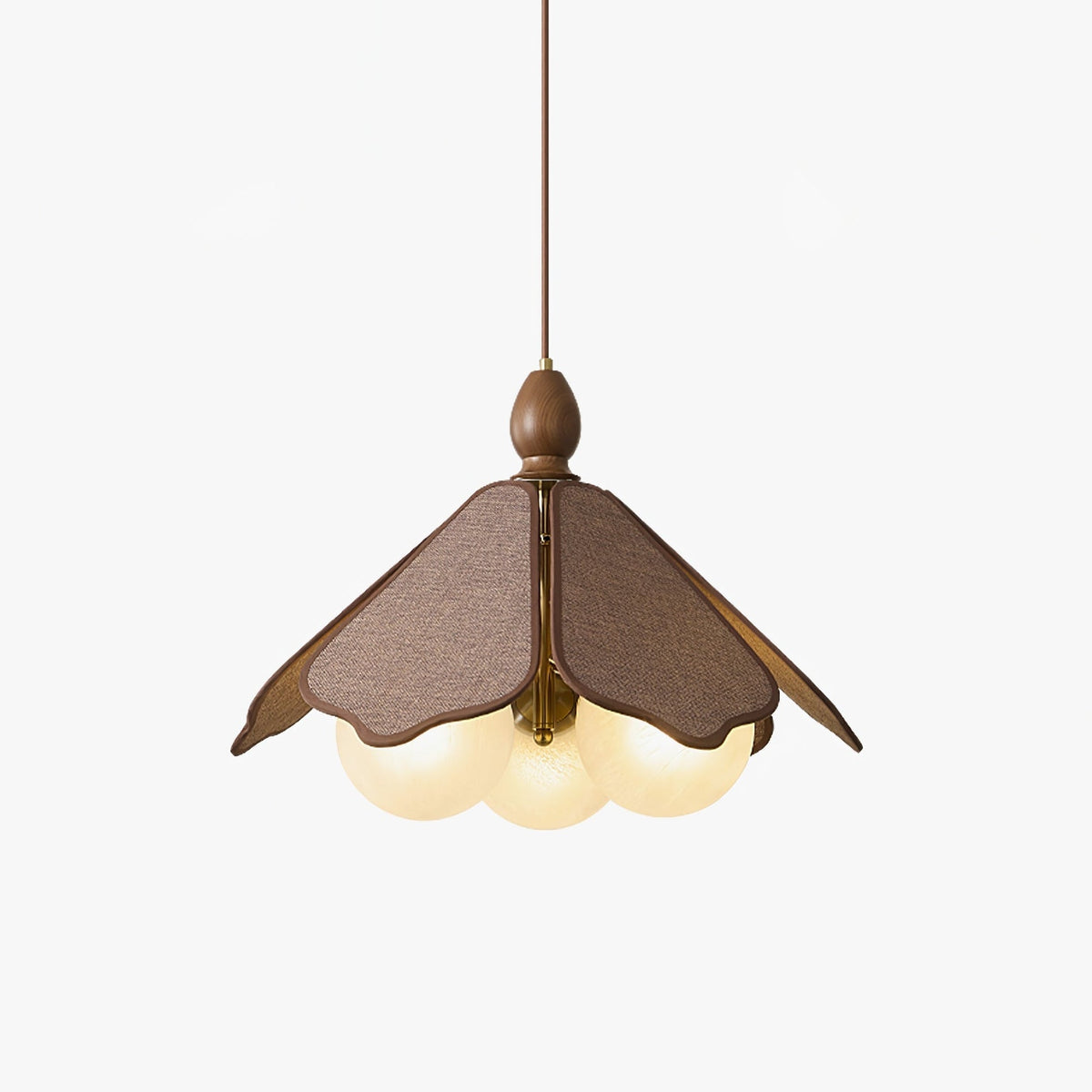 Ravia Pendant Light in Raffia, Glass, and Wood – Modern Organic Chandelier for Dining and Living Spaces