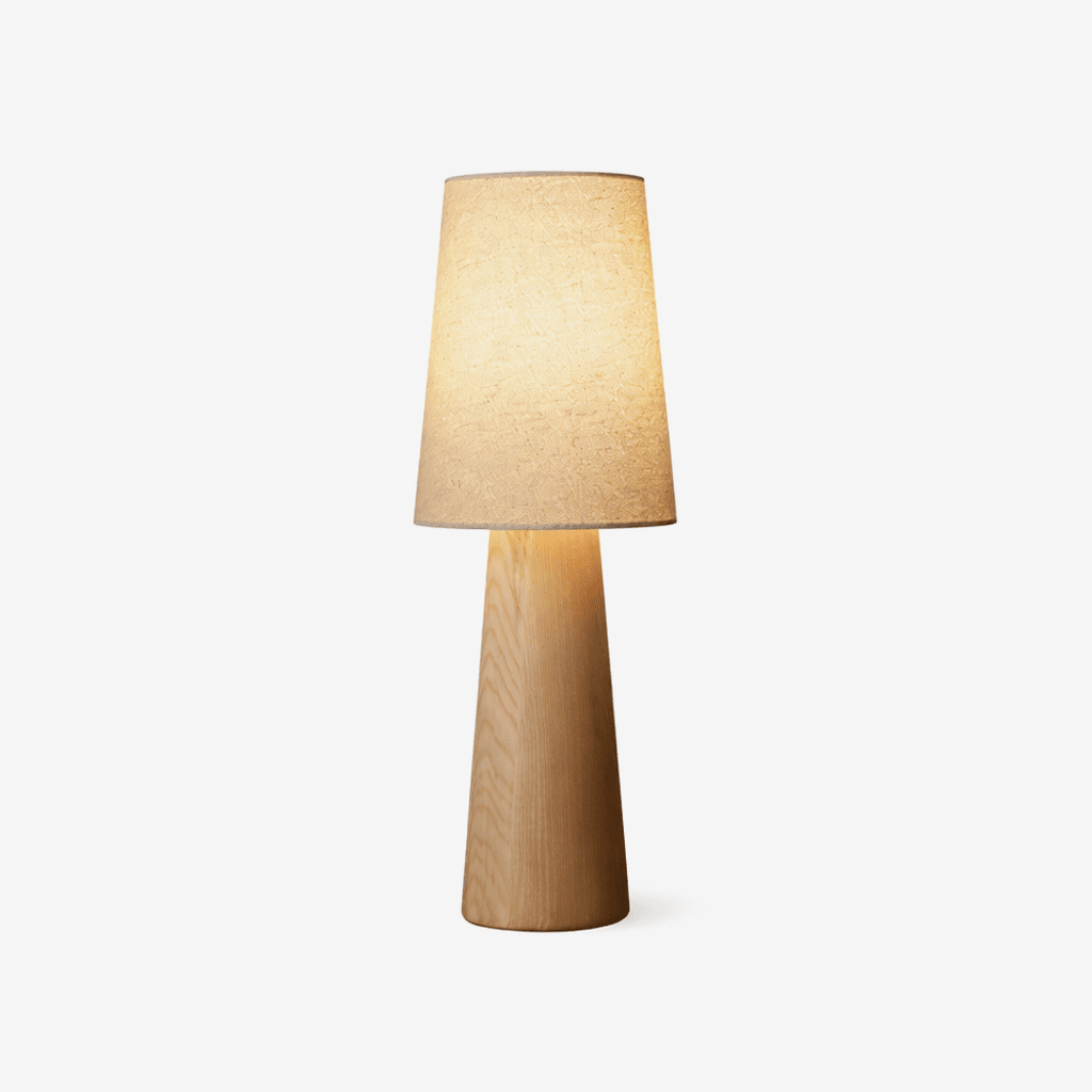 Norvia Modern Wood Table Lamp with Fabric Shade for Bedroom and Living Room