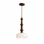 Solvra Modern Wood and Amber Glass Pendant Light for Dining Room
