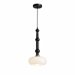 Solvra Modern Wood and Amber Glass Pendant Light for Dining Room