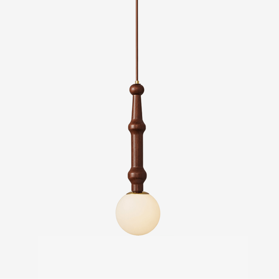 Elowen Drop Pendant Light in Walnut and Opal Glass