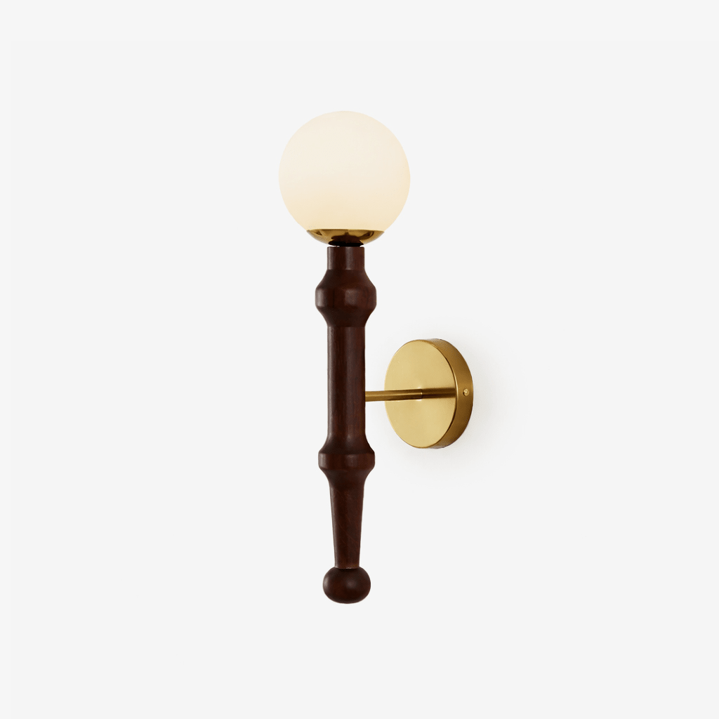 Elowen Drop Wall Sconce — Modern Wood & Brass Wall Light