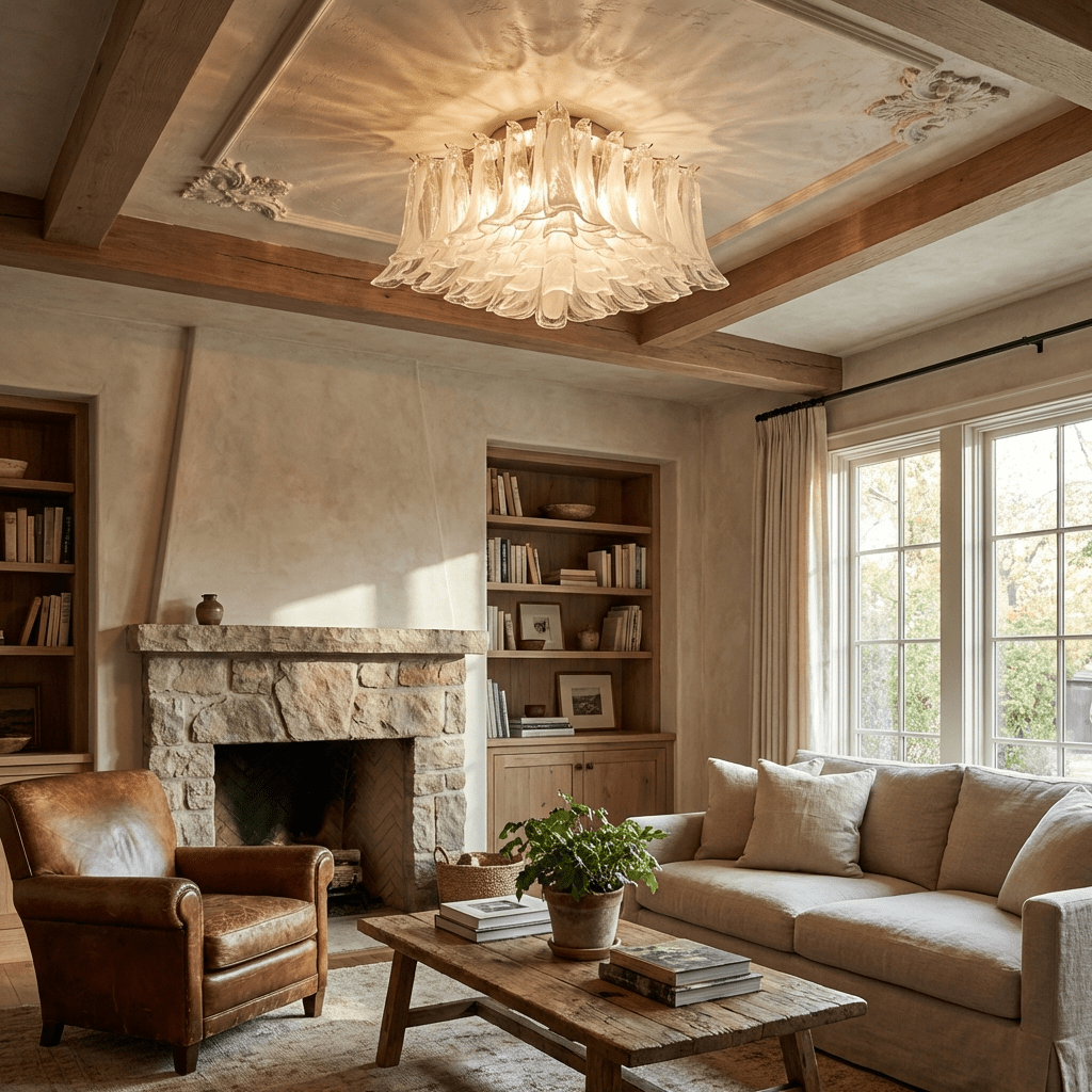 Aurielis Sculptural Glass Flush Ceiling Light for Modern Interiors