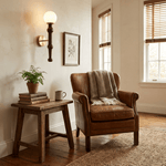 Elowen Drop Wall Sconce — Modern Wood & Brass Wall Light