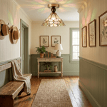 Butterfly Bloom Ceiling Light – Art Glass Flush Mount with Brass Accents