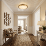 Calista Alabaster Ceiling Light in Brass | Modern Flush Mount LED