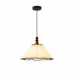Lirenne Pleat Fabric Pendant Light with Walnut Wood Accent